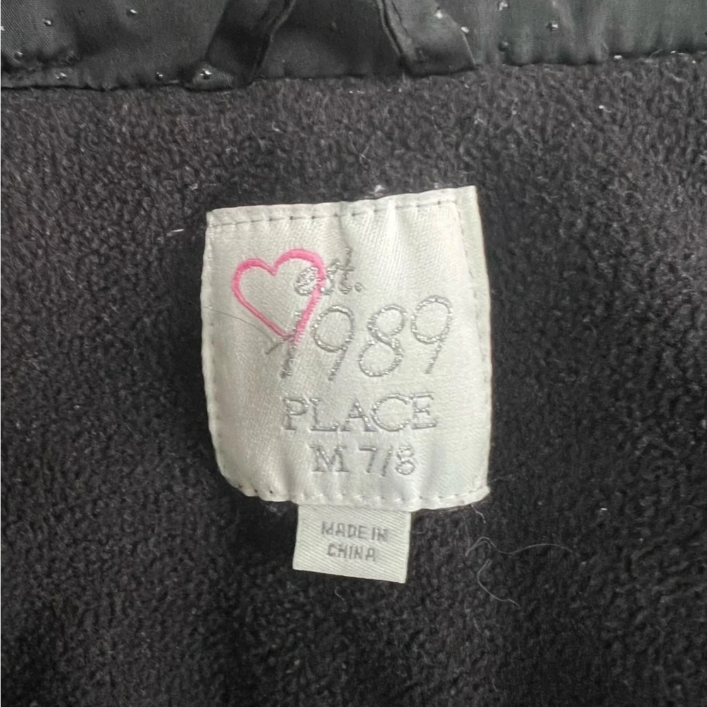 The Children’s Place Black Sparkly Fleece Lined Puffer Vest Size 7/8